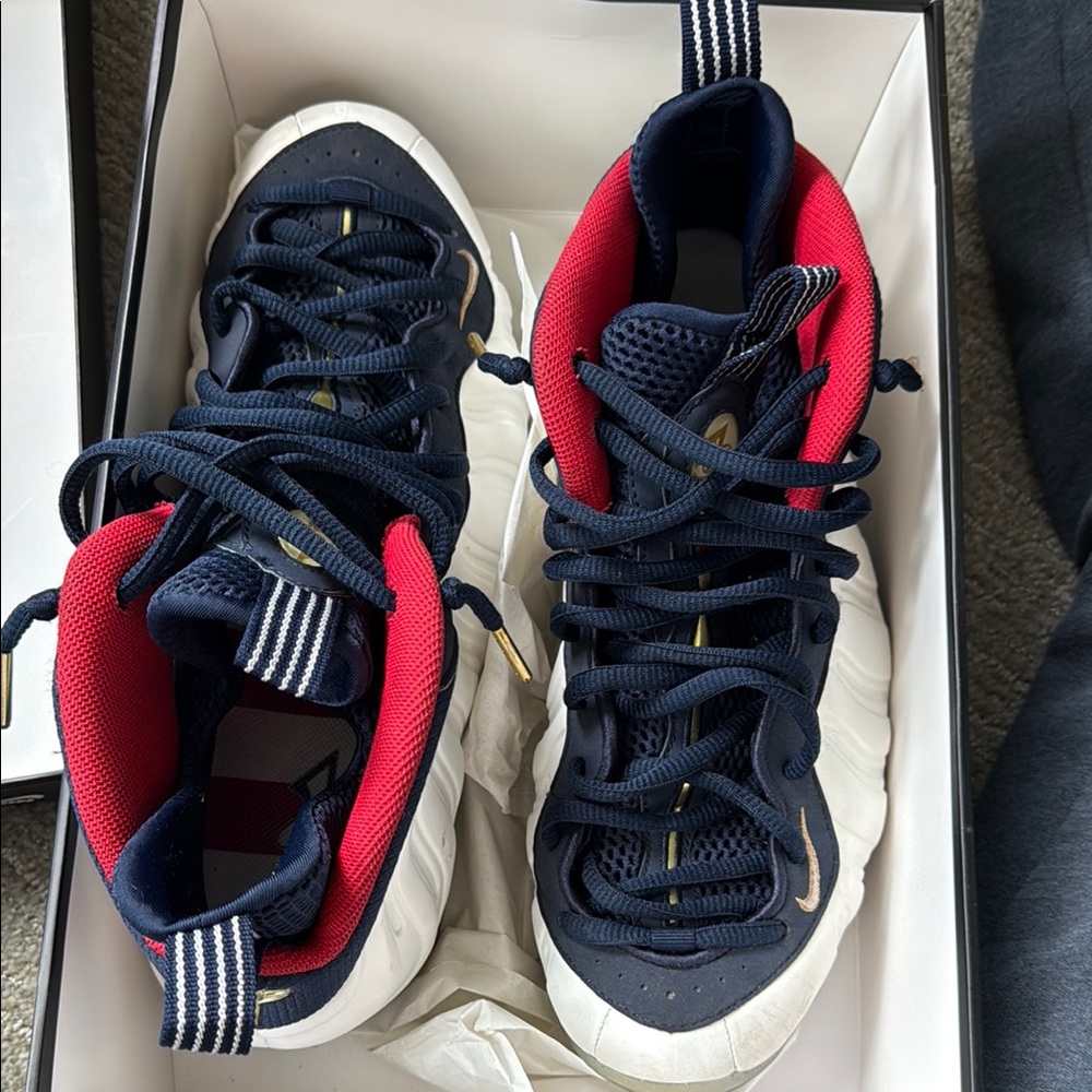 Nike Blue and Red Athletic High-Top Sneakers